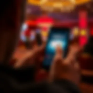 User Interface of America's Poker Room App User interacting with America's Poker Room app on a smartphone