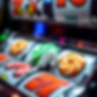 Close-up of candy symbols on slot reels