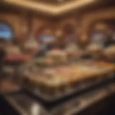 Luxurious Dessert Station for Casino Night Dessert station featuring luxurious sweets and treats