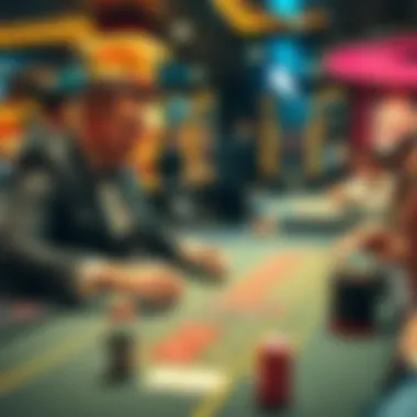 Baccarat Dealer Interaction A colorful baccarat table with an enthusiastic dealer
