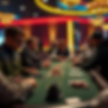 Strategic Poker Setup A vibrant poker table with players deep in thought