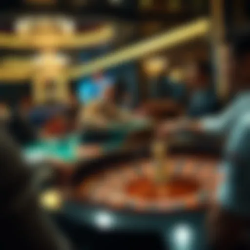 An engaging scene of a roulette table with players placing bets