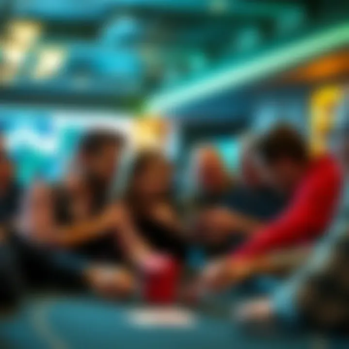 Enthusiasts Discussing Poker Strategies A group of poker enthusiasts engaged in an animated discussion about strategies