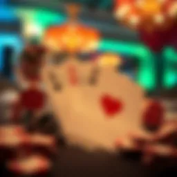 Elegant casino night decoration with playing cards and chips