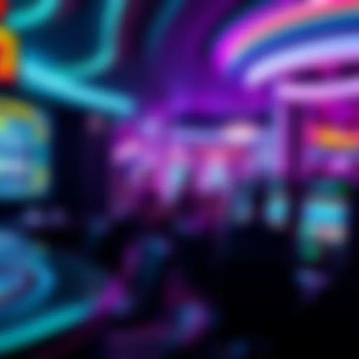 Futuristic casino environment showcasing new gambling technologies