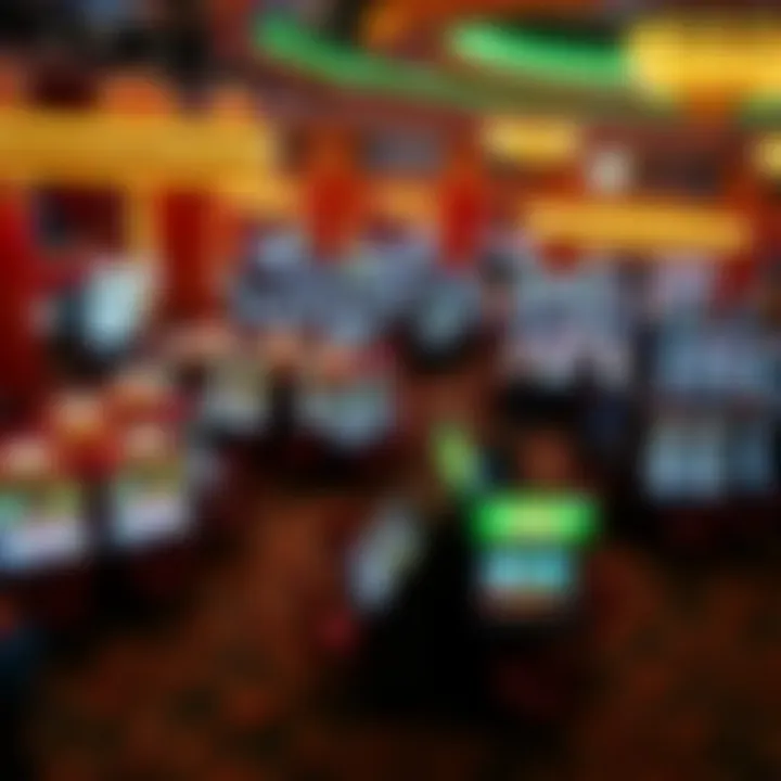 An overview of the casino floor bustling with activities