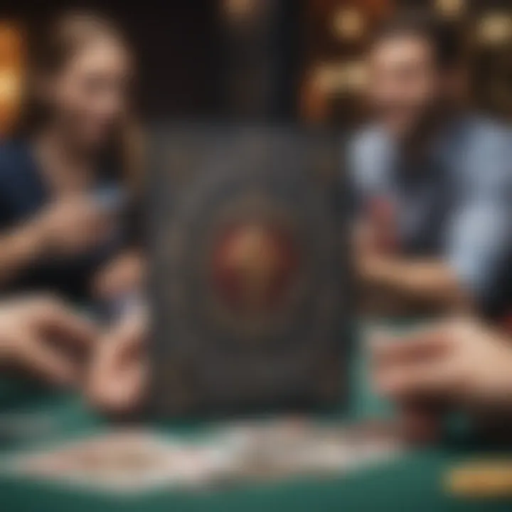 A dynamic group engaged in a thrilling card game that involves betting and strategy.