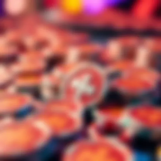 Colorful virtual coins representing winnings in Jackpot Party Casino.