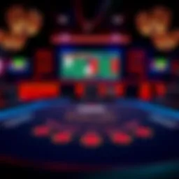 Overview of a live dealer blackjack table setup with digital interface