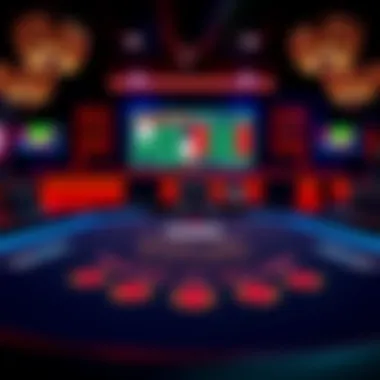 Overview of a live dealer blackjack table setup with digital interface