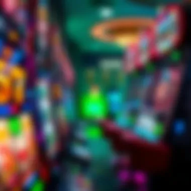 A vibrant slot machine display showcasing colorful symbols and lights