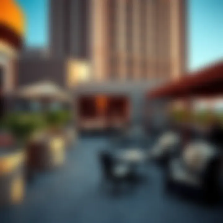 Outdoor patio of a hotel in Las Vegas designed for smoking guests