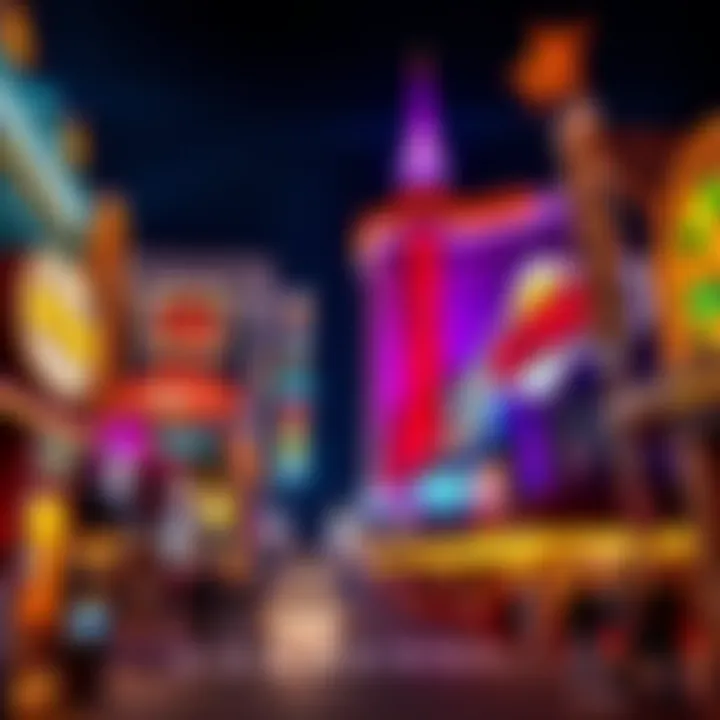 Vibrant nightlife scene in a popular Las Vegas neighborhood