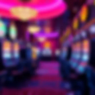Interior of a vibrant gaming hall featuring Madonna slots