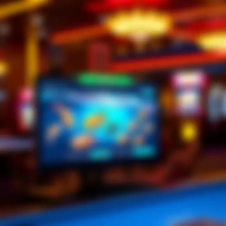 An immersive gaming interface displaying a fish table game on a computer screen.