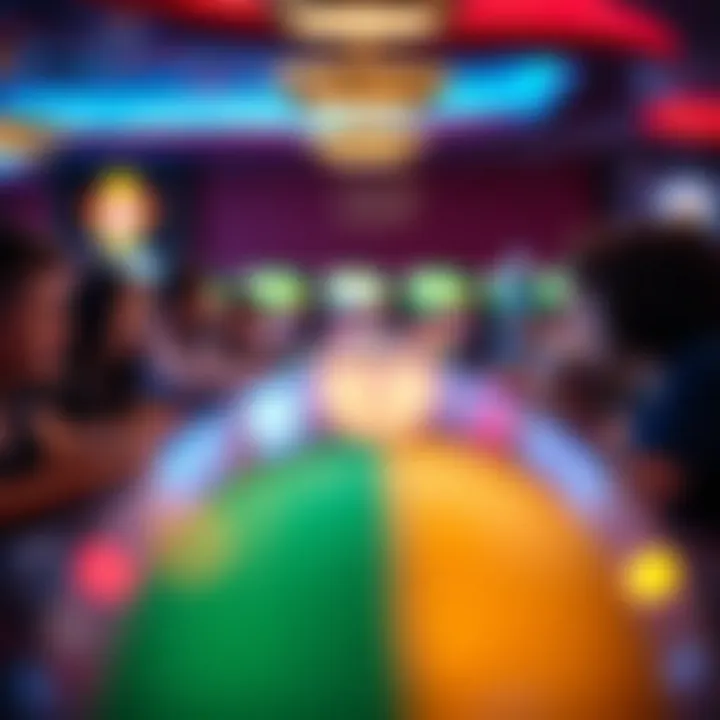 A scene depicting a diverse group of players engaging in various gaming options available at a party casino.