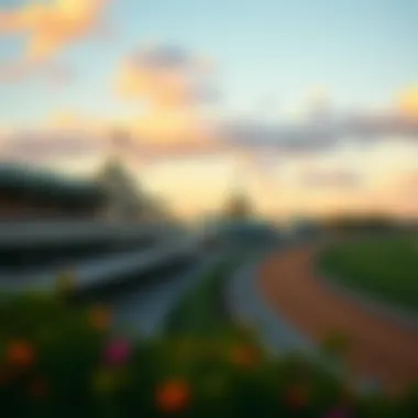 A panoramic view of the Pompano Horse Track showcasing the grandstand and racetrack.