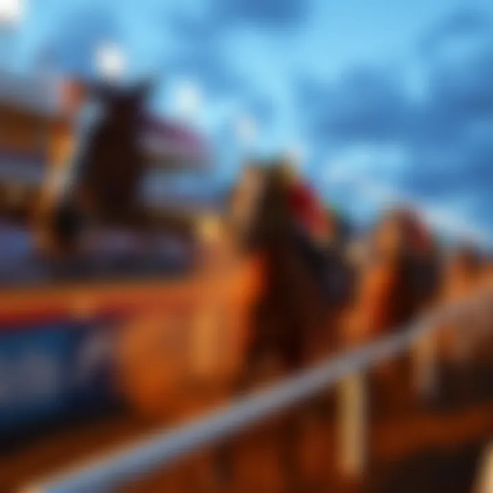 An action shot of horses racing during a major event at the Pompano Horse Track.