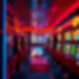 Vibrant slot machine area in an airport