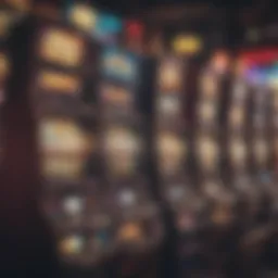 A vibrant slot machine with colorful icons and lights