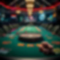Table layout featuring Texas Hold'em gameplay