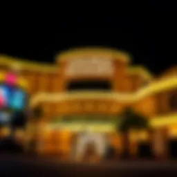 Exterior view of the Golden Nugget Casino illuminated at night