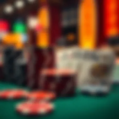 A close-up of poker chips and cards emphasizing the gameplay mechanics