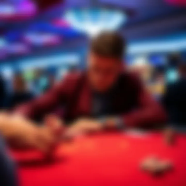 Close-up of a player strategizing at a poker table