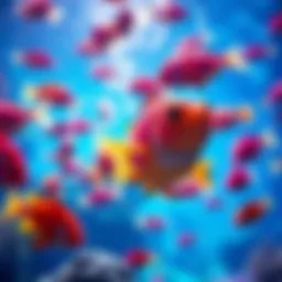 Colorful underwater scene depicting fish swimming