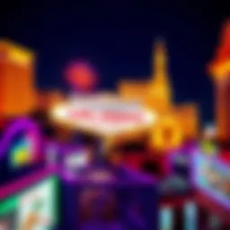 An intricate design of a Las Vegas skyline with neon lights symbolizing excitement.