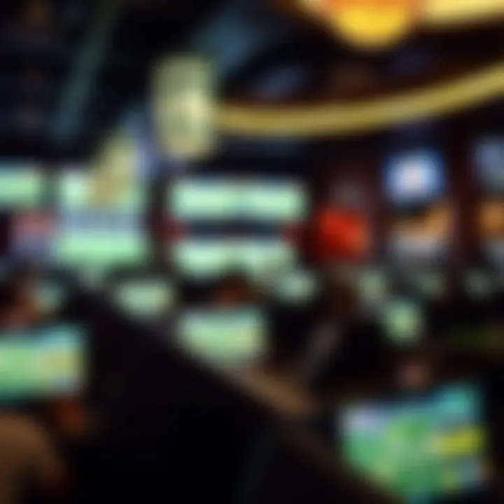 Interior layout of the sportsbook highlighting betting stations and screens