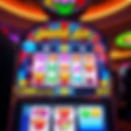 A colorful display of a jackpot joy slot machine with vibrant symbols