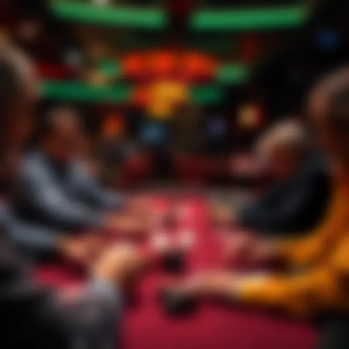 An intense poker table atmosphere with players focused on their cards