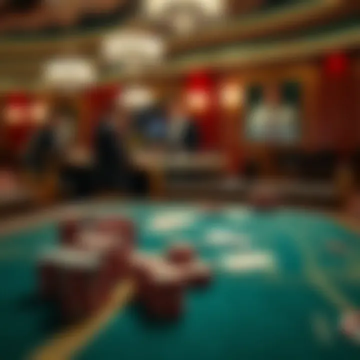 Elegant baccarat table setup with cards and chips