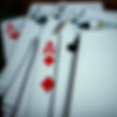 Close-up of playing cards showcasing their values