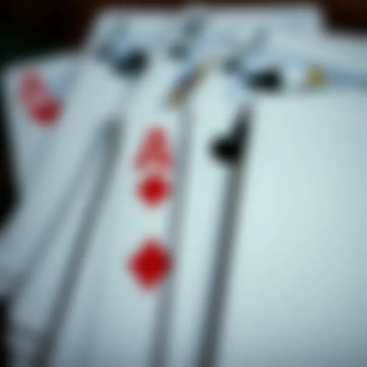 Close-up of playing cards showcasing their values