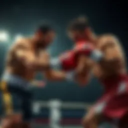 A dynamic boxing match in action showcasing the intensity of the sport