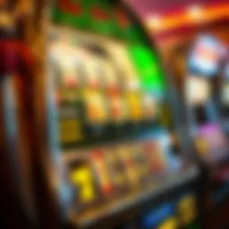 A detailed view of a vintage Ohio slot machine showcasing its colorful and intricate design.