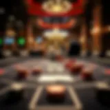 A classic poker table with chips and cards