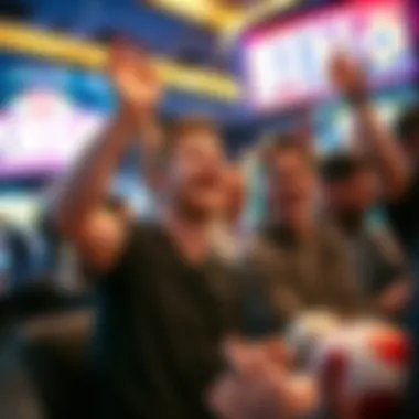 Enthusiasts celebrating a winning moment in bingo