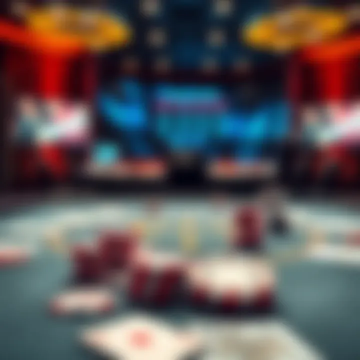 Virtual poker table with cards and chips